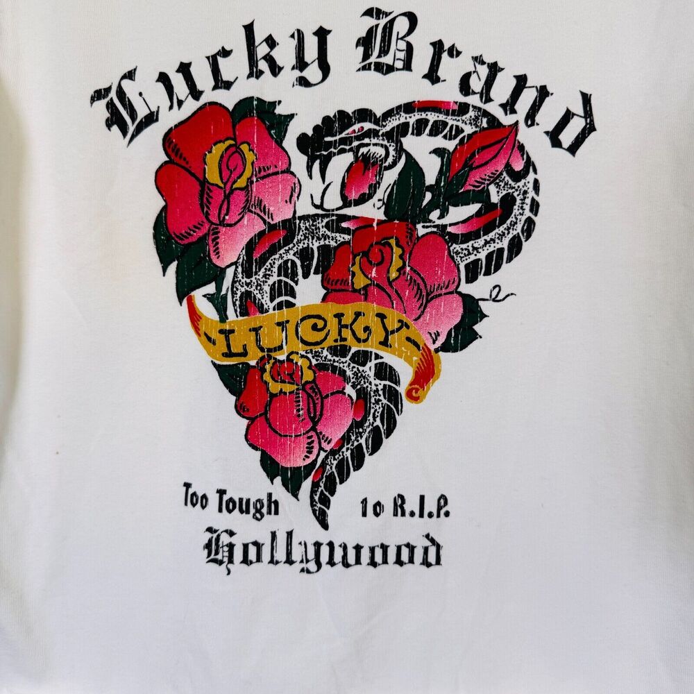 Vintage Lucky Brand Shirt Womens Large Snake Tattoo Art Hollywood Graphic Tee L - Picture 4 of 14